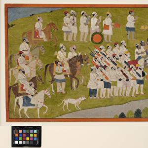 A Bhoti prince prepares for the hunt, c. 1800 (opaque w / c on paper)