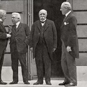 The "Big Four"at Versailles, France during the peace treaty of 1919 at the end