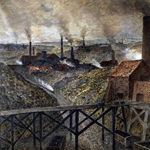 In the Black Country Industrial Landscape of factories and chimneys