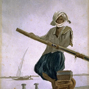 Boatman on the River Indus, India, 1870 circa (w / c)