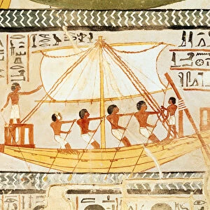 Boatmen on the Nile, from the Tomb of Sennefer, New Kingdom (mural)