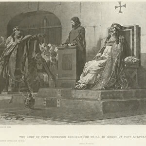 The body of Pope Formosus exhumed for trial by order of Pope Stephen VII (gravure)