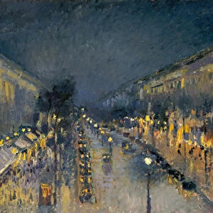 The Boulevard Montmartre at Night, 1897 (oil on canvas)