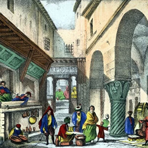 Boutiques d une rue d Algiers. in"L Algerie ancienne et moderne"