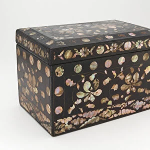 Box, 17th-18th century (lacquer on wood with inlaid mother of pearl and brass wire)