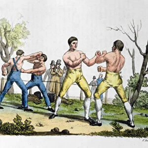 Boxing in England, illustration from Costume Antico e Moderno
