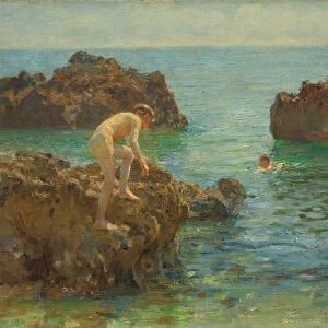 Boys bathing (oil on canvas)