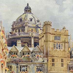 Brasenose College and Radcliffe Library Rotunda (colour litho)