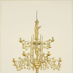 Brass chandelier in Temple Church (w / c on paper)