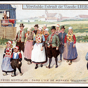 Bridal feasts in Marken Island, Holland - chromo. Liebig, v. 1895