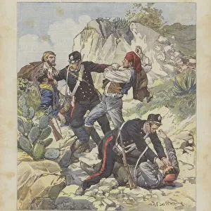 Brigandage in Sicily, the Arrest of a Dangerous Fugitive and Three Others Operated by... (colour litho)