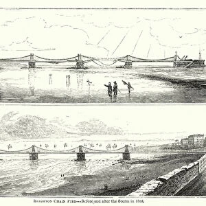 Brighton Chain Pier, before and after the Storm in 1833 (engraving)