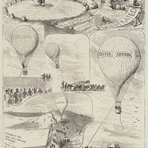 The Brighton Review, preparing to ascend in a Balloon to view the Battle (engraving)