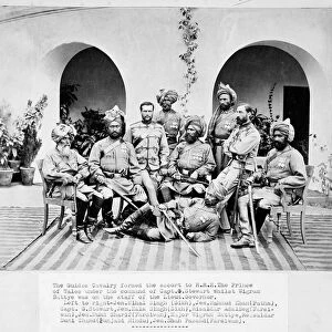 British and Indian officers of the Corps of Guides, 1879 circa (b / w photo)