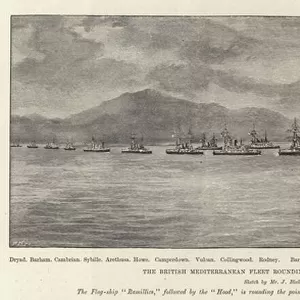 The British Mediterranean Fleet rounding Cape Kara, Gulf of Salonica, 5 November (engraving)