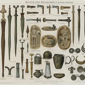Bronze Age artefacts (colour litho)