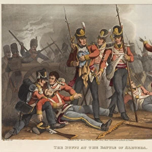 The Buffs at the Battle of Albuera (coloured aquatint)