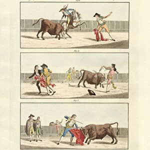 Bullfights of the Spanish (coloured engraving)