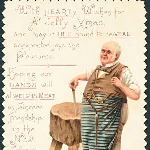 Butcher, Christmas Card (chromolitho)