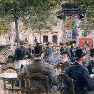 Cafe Scene in Paris, 1884 (oil on panel)