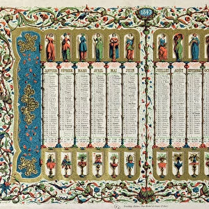 Calendar for 1843 (colour litho)