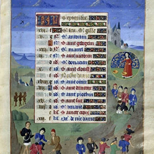 Calendar page for the month of September. "Depart of the pelerins en