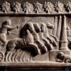 Campana relief: chariot race (quadrige) and circus scene. 1st century after JC