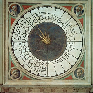 Canonical clock with the heads of four prophets, completed 1443 (fresco)