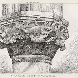 A Capital, Arcade of Doges Palace, Venice (engraving)