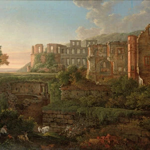 Capriccio view of the ruins of Heidelberg Castle (oil on canvas)