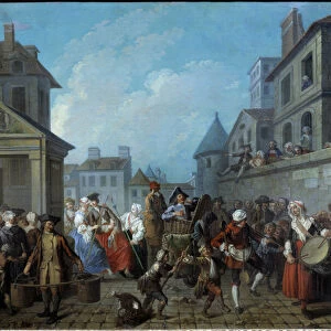 Carnival in the streets of Paris Painting by Etienne Jeaurat (1699-1789) 1757