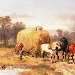 Carting hay, 19th century (oil on canvas)