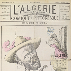 Cartoon depicting France trying to seduce Algeria on the topic of stamp duty