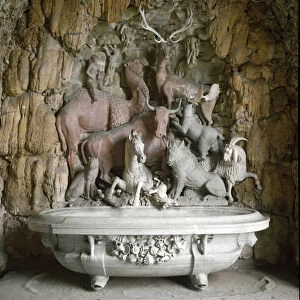 Carved basin of Giambologna in the cave of Animals, 1540