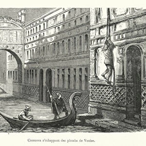 Casanovas echappant des plombs de Venise (engraving)
