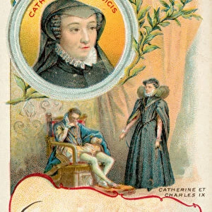 Catherine de Medici and her son, Charles IX of France (chromolitho)