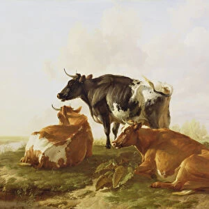 Cattle in a River Landscape (oil on canvas)