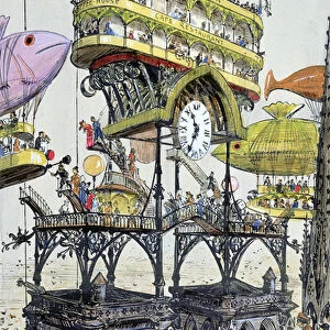 Central aircraft station at Notre-Dame (Paris), illustration from Le XXeme siecle