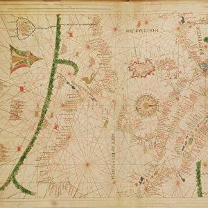 The Central Mediterranean, from a nautical atlas, 1520 (ink on vellum) (see also