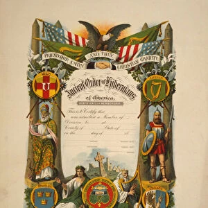 Certificate of membership in Ancient Order of Hibernians of America, c