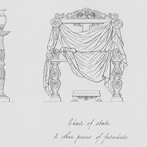 Chair of state and other pieces of furniture (engraving)