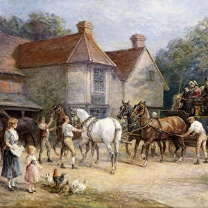 Changing Horses, (oil on canvas)