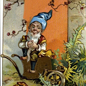 Character of the dwarf or farfadet sitting. 19th century chromolithography