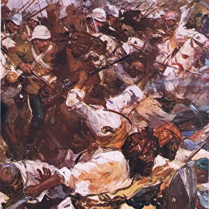 The charge of the Lancers at Kandahar, 1915 (colour litho)