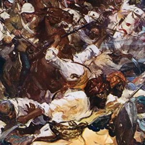Charge of the Lancers at Kandahar (colour litho)