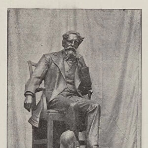 Charles Dickens and "Little Nell, "Bronze Statue by F Edwin Elwell (b / w photo)