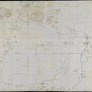A chart tracking the voyage of the ship, Edwin Fox from Portsmouth, 1865 (print)