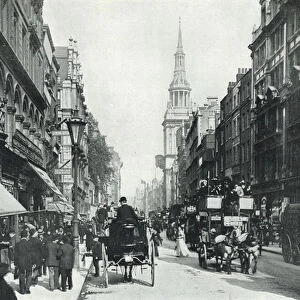Cheapside, looking East: Bow Church on the Right (b / w photo)