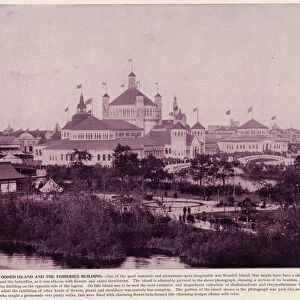Chicago Worlds Fair, 1893: Wooden Island and the Fisheries Building (b / w photo)