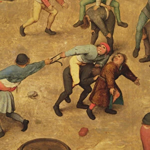 Childrens Games (Kinderspiele): detail of children on piggy-back, 1560 (oil on panel)